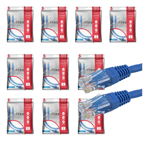 10 Cabo De Rede Rj45 1m Ethernet Patch Cord Cat5e 1 Metro