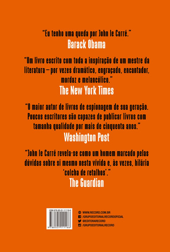 O túnel de pombos, de Le Carré, John. Editorial Editora Record Ltda., capa mole em português, 2018
