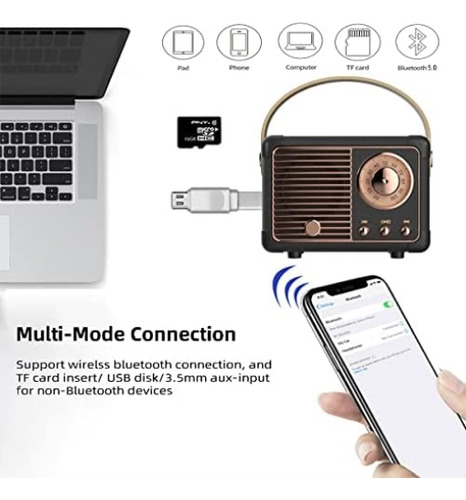 Baolira Altavoz Bluetooth Retro Mini Altavoz Bluetooth, Alta