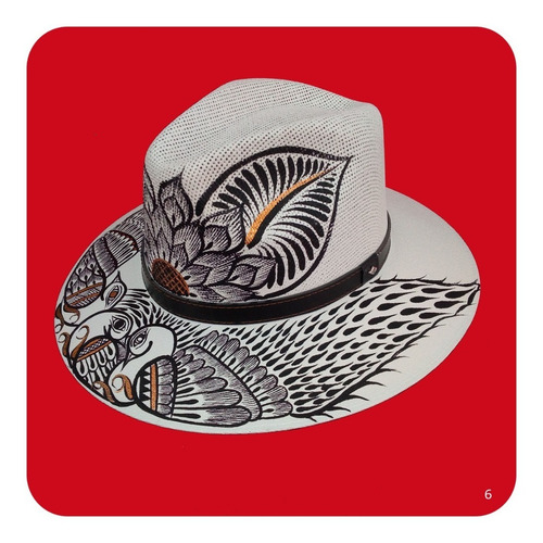 Imagen 5 de 6 de Elegante Sombrero Artesanal Pintado A Mano Varios Modelos 1