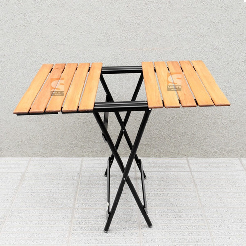 Mesa Plegable Alta Aluminio Madera Negra 75x66 Premium