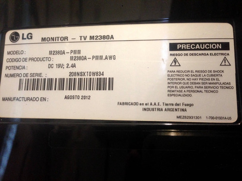 Monitor Full Hd Tv LG De 23 Hdmi Pulgadas A Revisar Reparar
