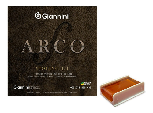 Encordoamento P/ Violino 4/4 Giannini Arco Bowed + Breu 10g