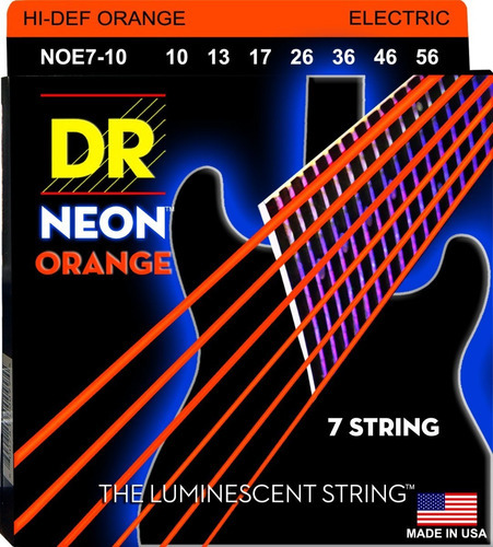 Encordoamento Guitarra 7 Dr Strings Neon Orange 010 Laranja