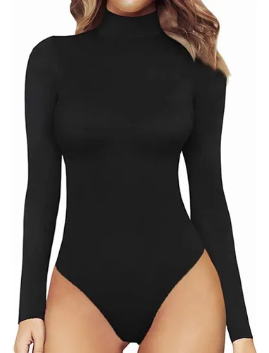  Body de manga larga para mujer, body elegante para