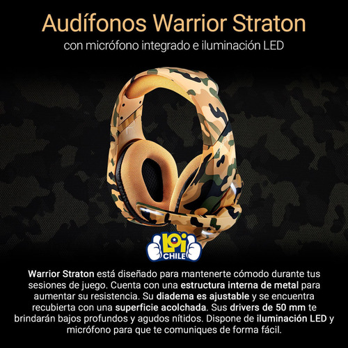 Audífonos Gamer Warrior Straton Army Loi Chile