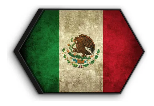 comprar Cuadro Hexagonal Con Marco Flotado Bandera De Mexico 60x90cm