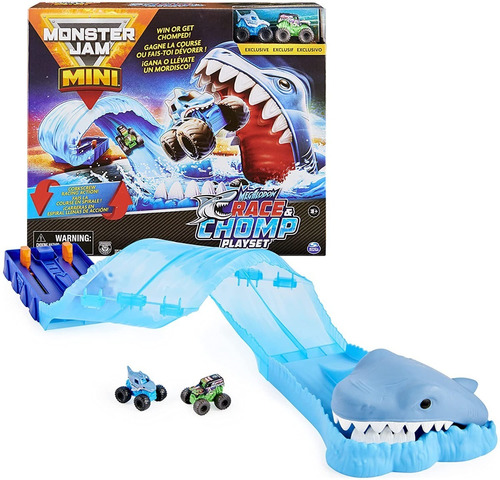 Monster Jam, Mini Megalodon Race And Chomp Playset