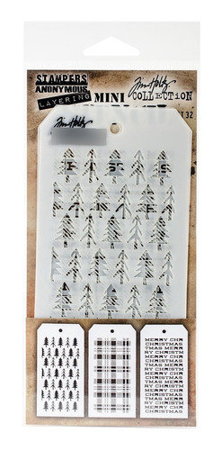 Stampers Anonymous Mst032 Tim Holtz Capa Stencil 3 Pkg-set #
