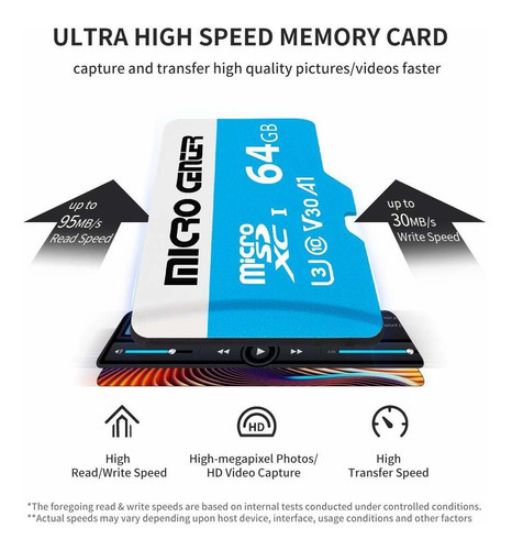 Micro Center - Cartão microSDXC de 64 Gb, pacote com 2