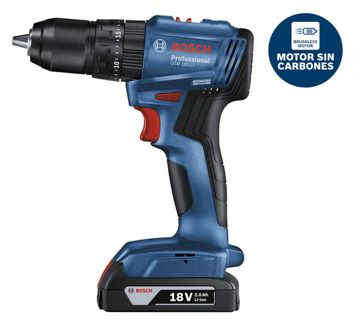 Taladro Percutor Bosch Gsb 185-li 18v 2 Baterías Y Maletín Color Azul