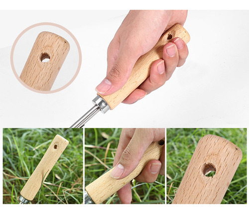 Extractor De Malezas Portátil Con Mango De Madera Para
