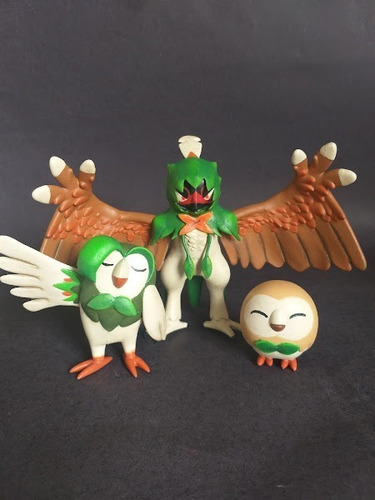 Figure Action Pokemon Trio Rowlet, Dartrix E Decidueye 12cm