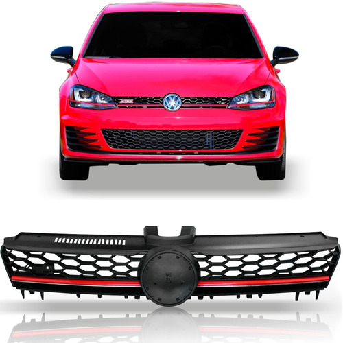 Grade Radiador Golf Gti 2014 2015 2016 Com Friso Vermelho