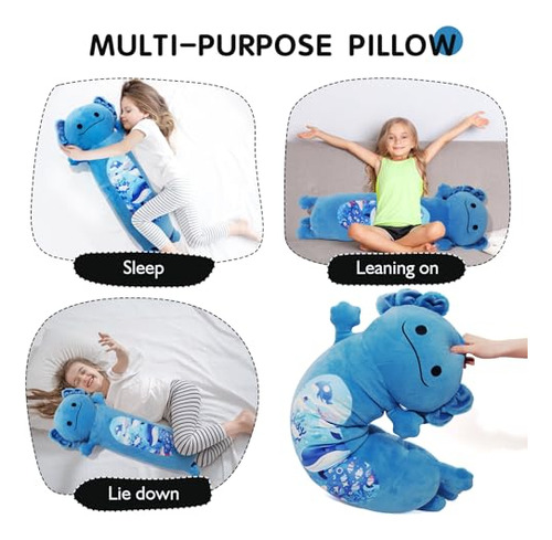 Almohada Corporal De Peluche Axolote Azul De 22 Pulgadas, Li