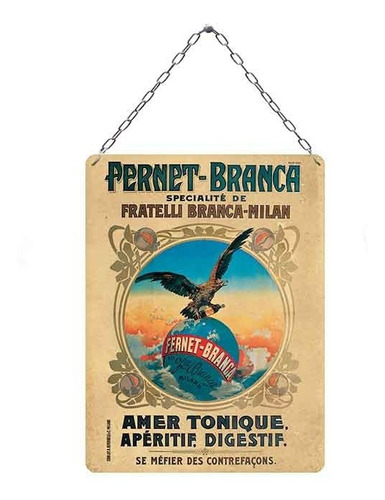 Cartel Chapa Rústica Fernet Branca 40x30