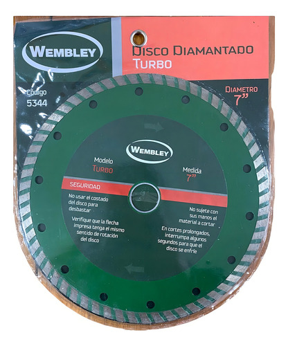 Disco De Corte Diamantado Turbo 7 PuLG Wembley 5344 Color Plateado