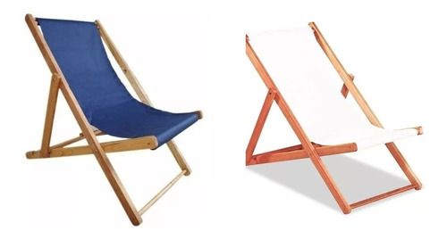 Imagen 4 de 9 de Set 2 Reposeras Madera Lona Plegable Para Pileta Playa Patio