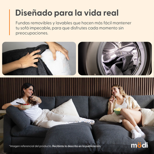 Sala Seccional Modular Esquinera De 6 Plazas + Pillow Pack Gris Oscuro Liso