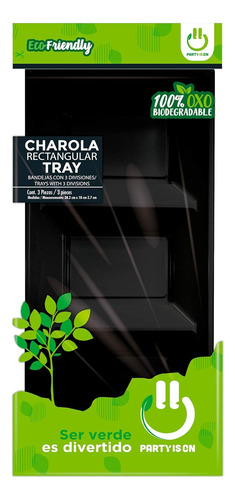 12 Charola Botanera Rectangular 3 Divisiones Desechable 