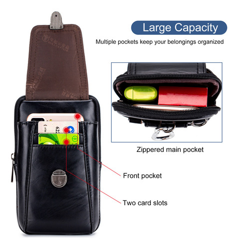 Riñonera De Cuero Para Hombre: Funda Para Teléfono Y Bandole