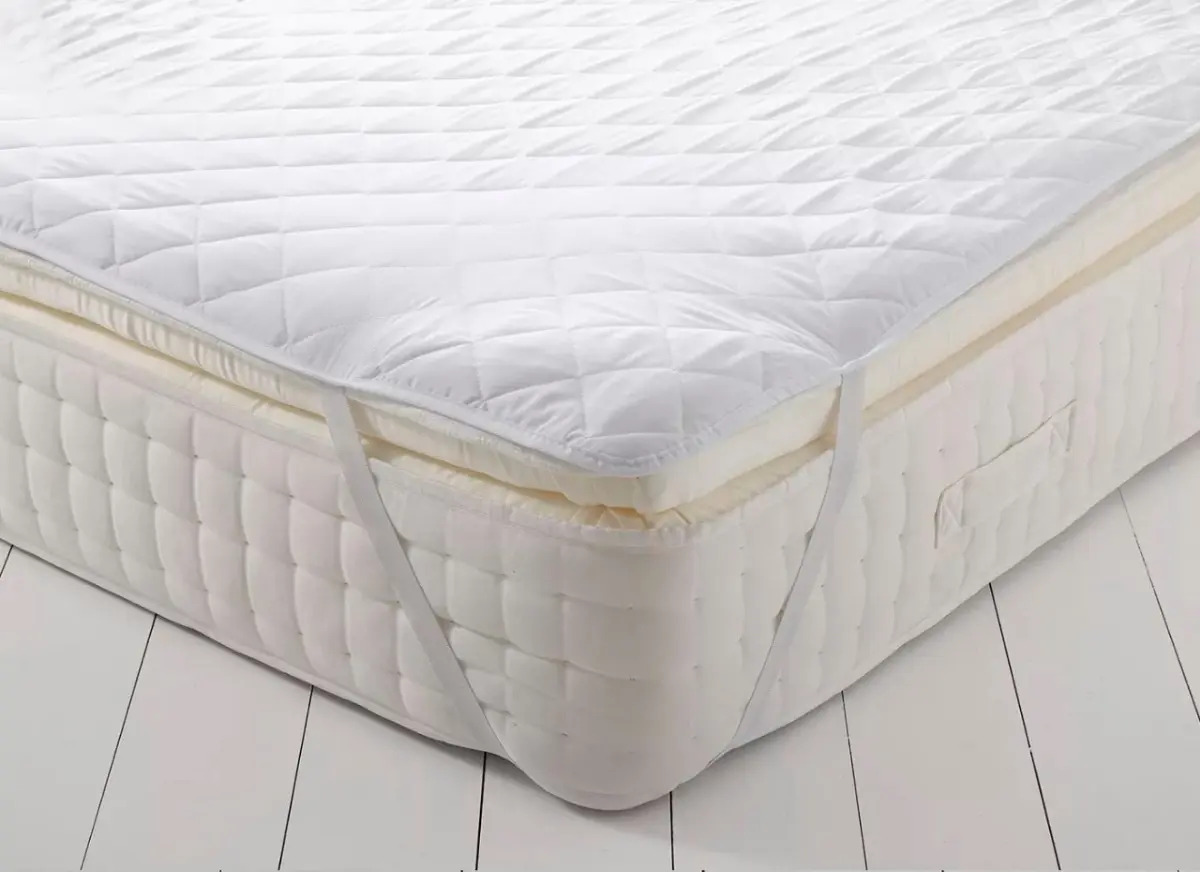 Cubrecolchon Almohar Matelaseado Elásticos 1 1/2 Plaza 90x190cm Blanco