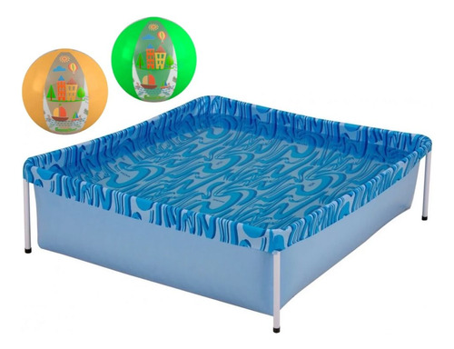 Kit Piscina 400 Litros + 2 Bolas Infláveis 40 Cm Verde E Lar