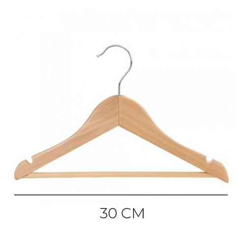 Pack 60 Perchas Colgadores Niños Madera Para Poleras