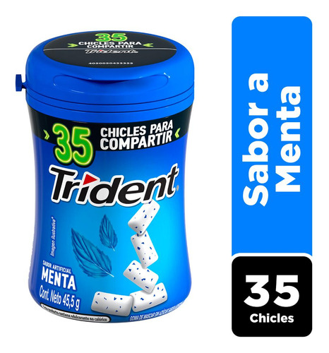 Chicle Trident® Sabor Menta Sin Azúcar 35 Un