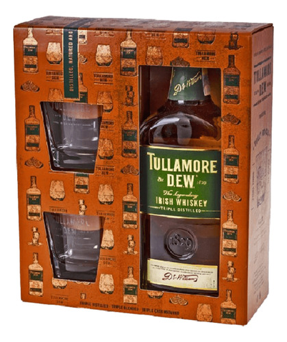 Pack Whisky Irlandés Tullamore D.e.w + 2 Vasos Originales 