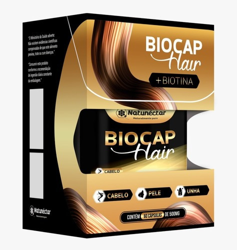 Biocap Hair 500mg Com Biotina 60 Cáps - Crescimento Capilar