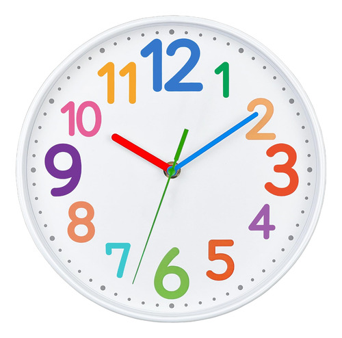 Vreaaone Kids Wall Clock-silent Analogue Classroom Reloj Tim