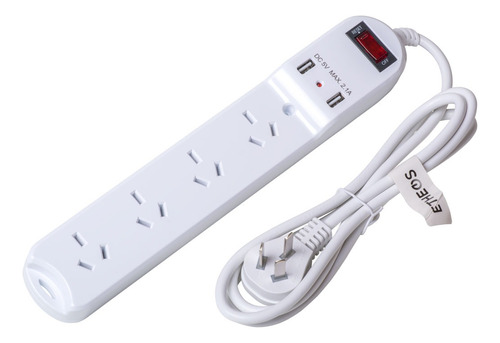 Zapatilla Prolongador 4 Tomas Blanca 2 Usb 1,5m Cable Etheos