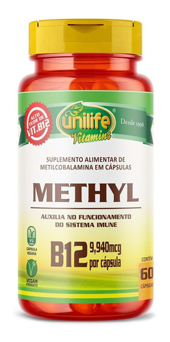 Vitamina B12 Vegan Unilife Metilcobalamina Methyl Cobalamin