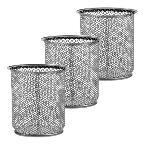 3 Pack Porta Lápices De Malla Mesh Gris 