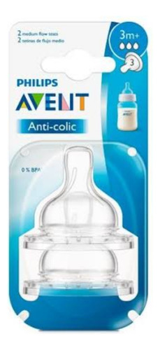 Tetina Anti-colic, Flujo Medio, 3m+ Avent