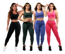 Comprar Kit 4 Conjuntos Calça Leg E Top Roupas Femininas De Academia