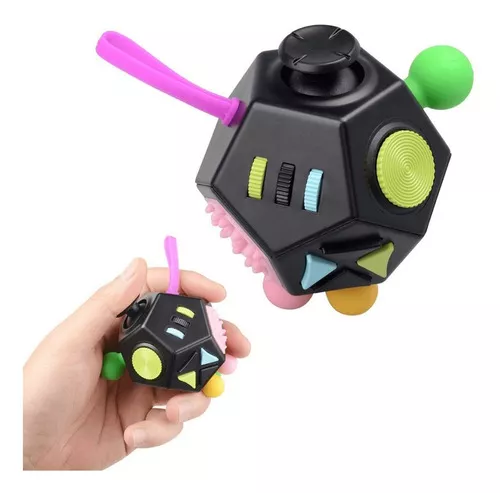 Fidget Juguete Antiestrés Y Anti Ansiedad; Cubo De 12 Lados Color Negro  Multicolor