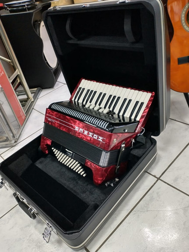 Acordeão Piano Hohner Amica Iii 72 - Vermelho Brilhante