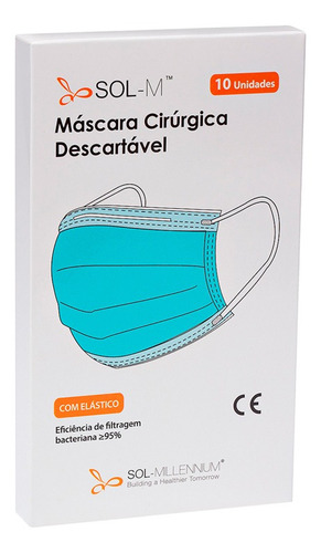 Imagem 3 de 7 de 10 Máscaras Descartáveis Tripla Camada Com Clipe Nasal Adult