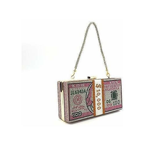 Mujeres Rinstone Dollar Bill Hombro Bag Diamond Bolso Xdt5l