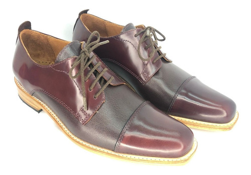 Zapato Vestir Elegante Cuero Suela Cocido Guinda Risso