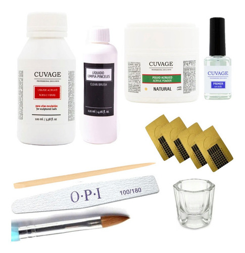 Imagen 1 de 3 de Kit Uñas Esculpidas Acrílico Cuvage Polimero Monomero Molde