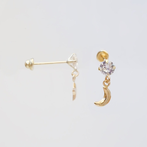 Amor Eterno - Broqueles Destello Luna Estrella Aretes 10k