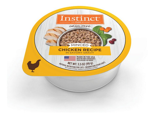 Imagen 2 de 5 de Alimento Húmedo Instinct Minced Cups P/ Gato Sabor Pollo 99g