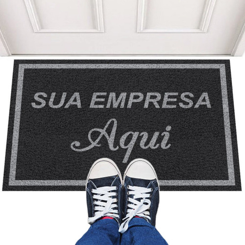 Tapete Capacho Personalizado 200x80 Logomarca Empresa Logo Cor Preto Desenho do tecido Trama Vinílica 13mm Emborrachado Antiderrapante