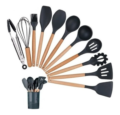 Juego Utensilios 12 Pzs Silicona Set Resistente Calor Cocina