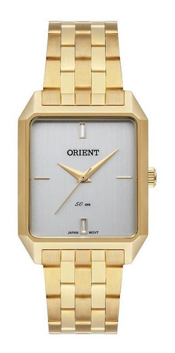 Relógio Feminino Orient Dourado Quadrado Mostrador Prata