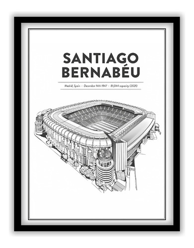 Cuadro De Estadio Santiago Bernabeu Y Camp Nou 30x40 Cm