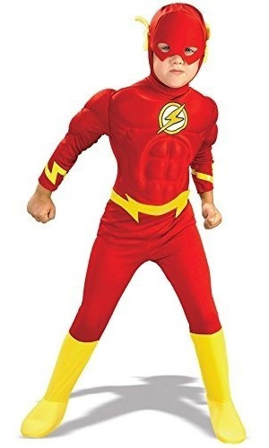 Rubies Dc Comics Deluxe Muscle Chest The Flash Costume, Niño